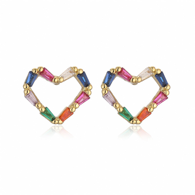 Multi color heart studs 
