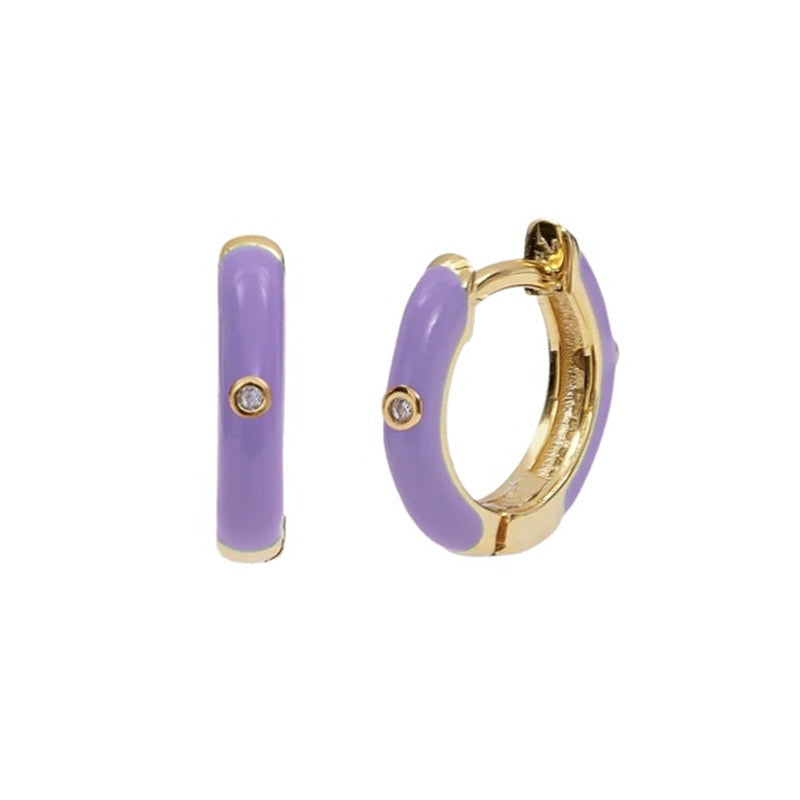 stef enamel huggie earrings