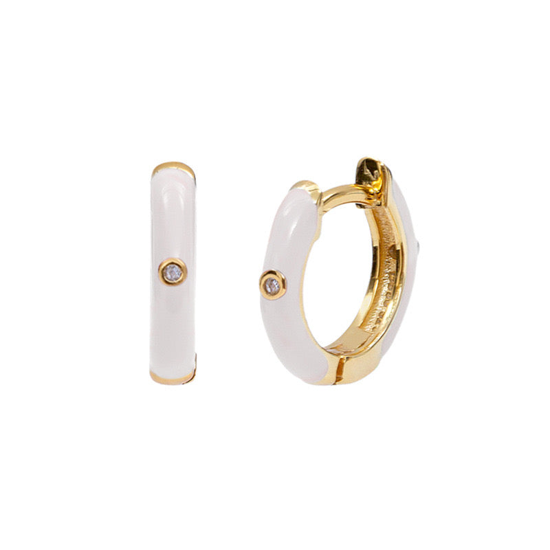 stef enamel huggie earrings