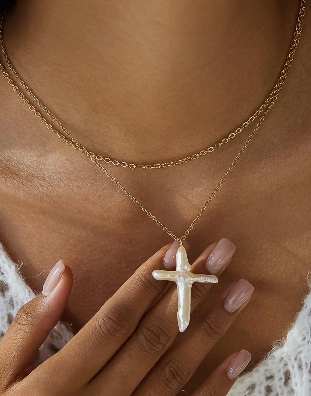 Faith Pearl Cross Necklace