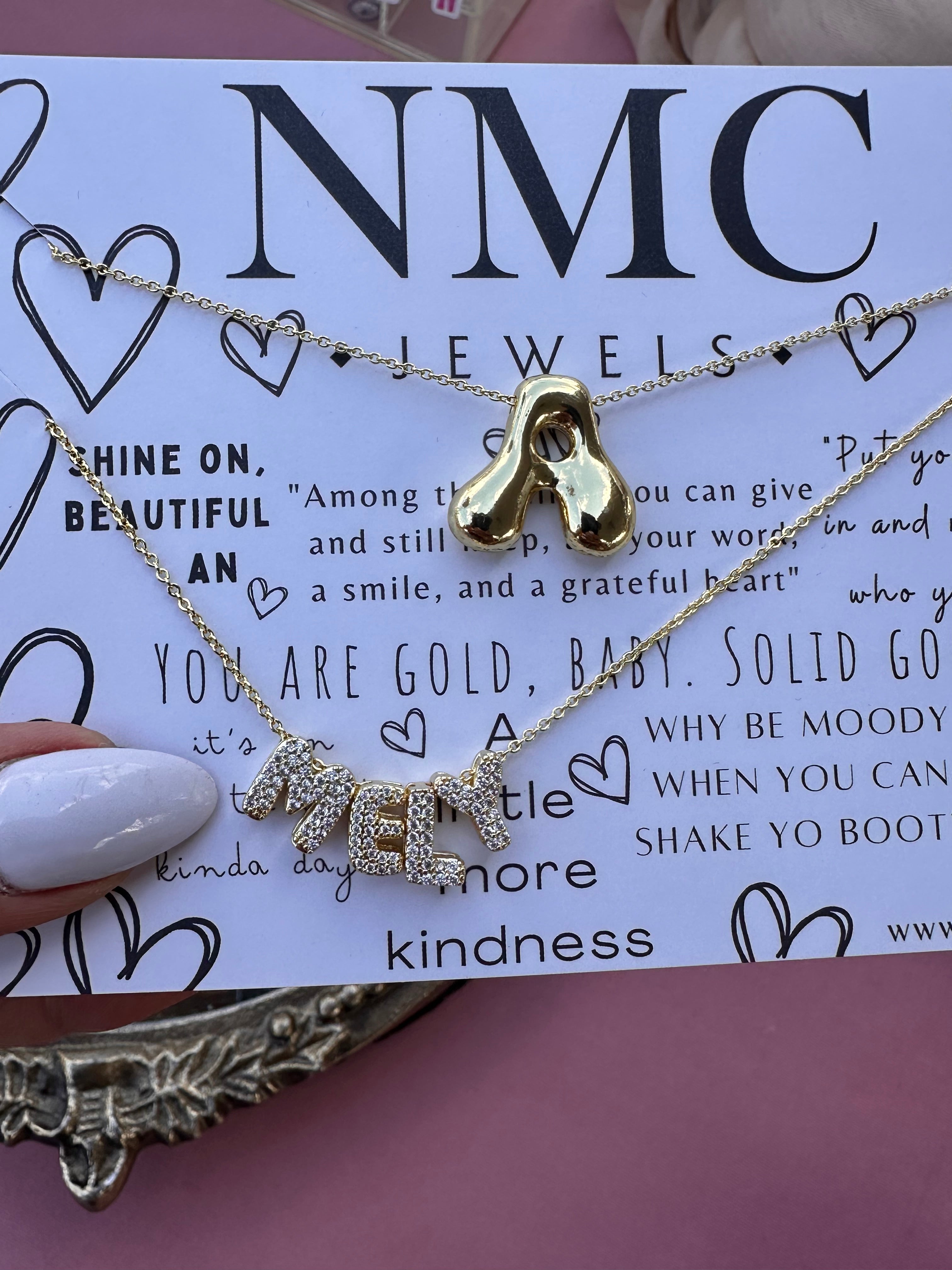 custom bubble letter necklace