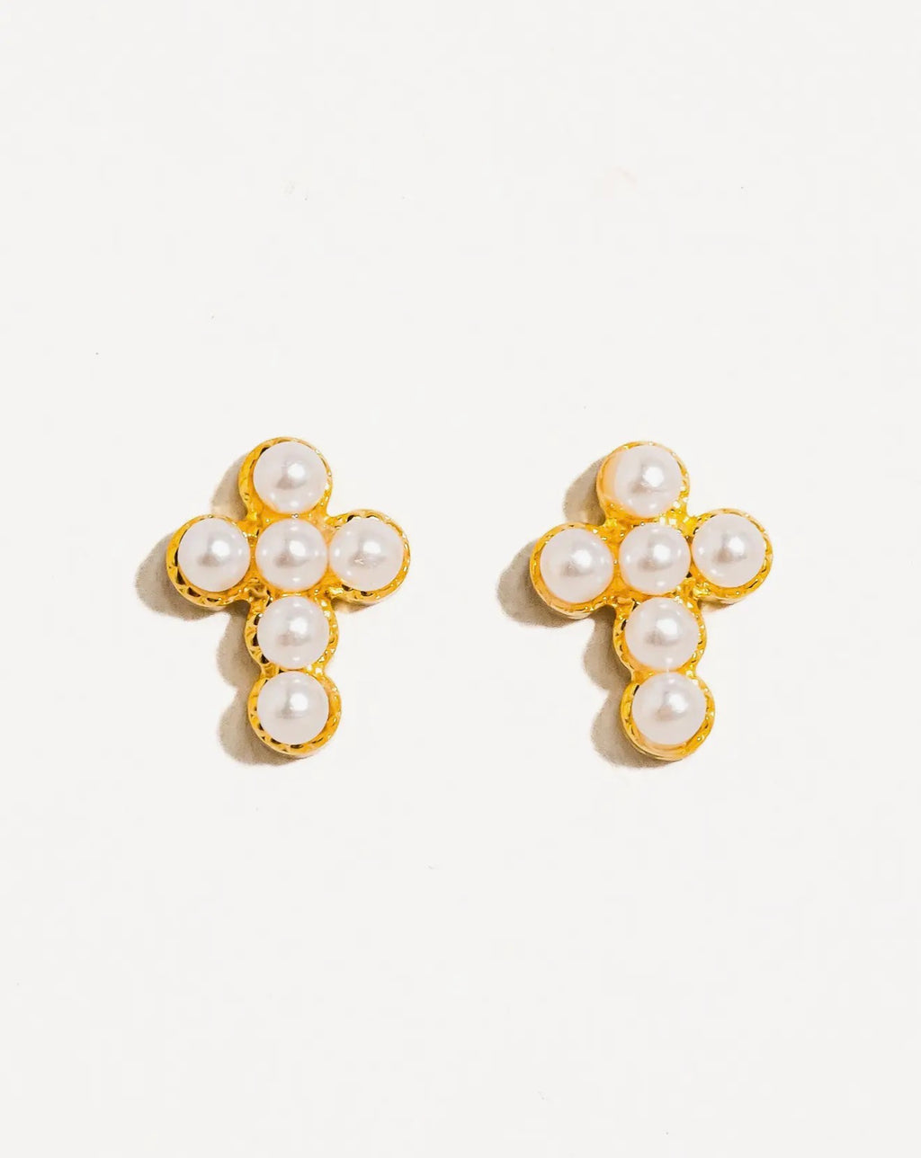 Heavenly Pearl Cross Studs