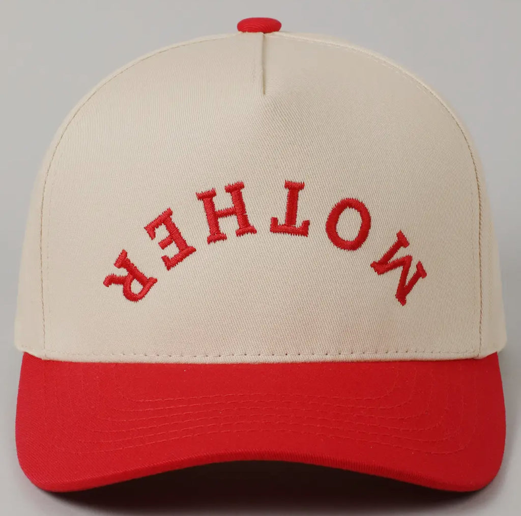 Mother upside down lettering embroidery cap