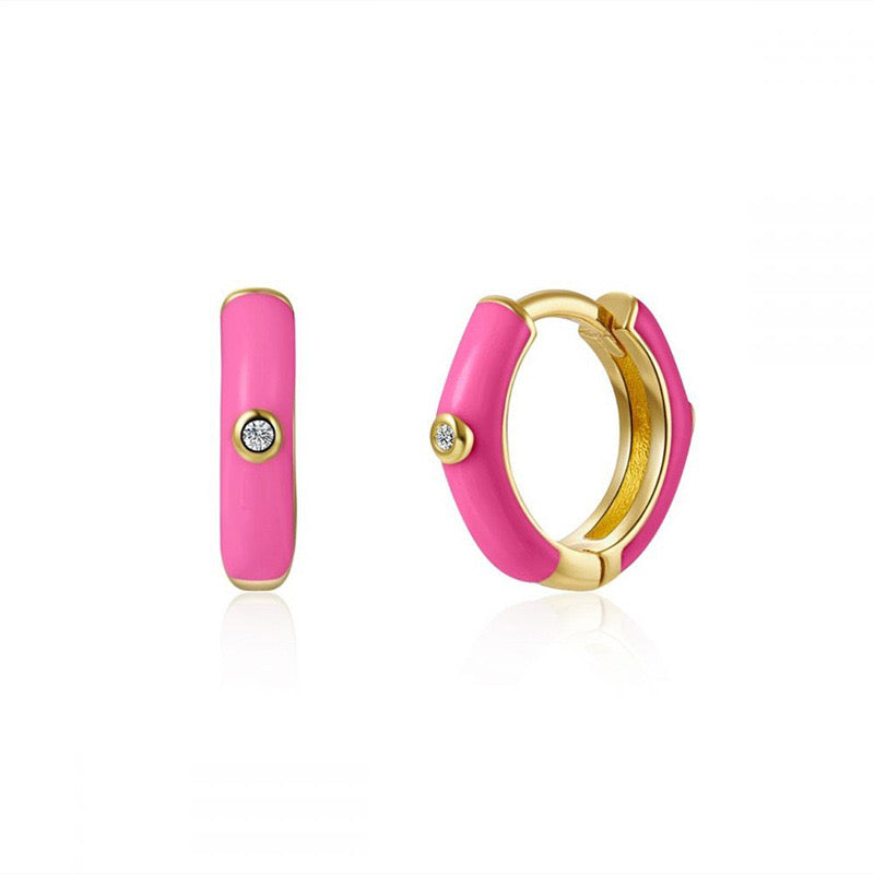 stef enamel huggie earrings