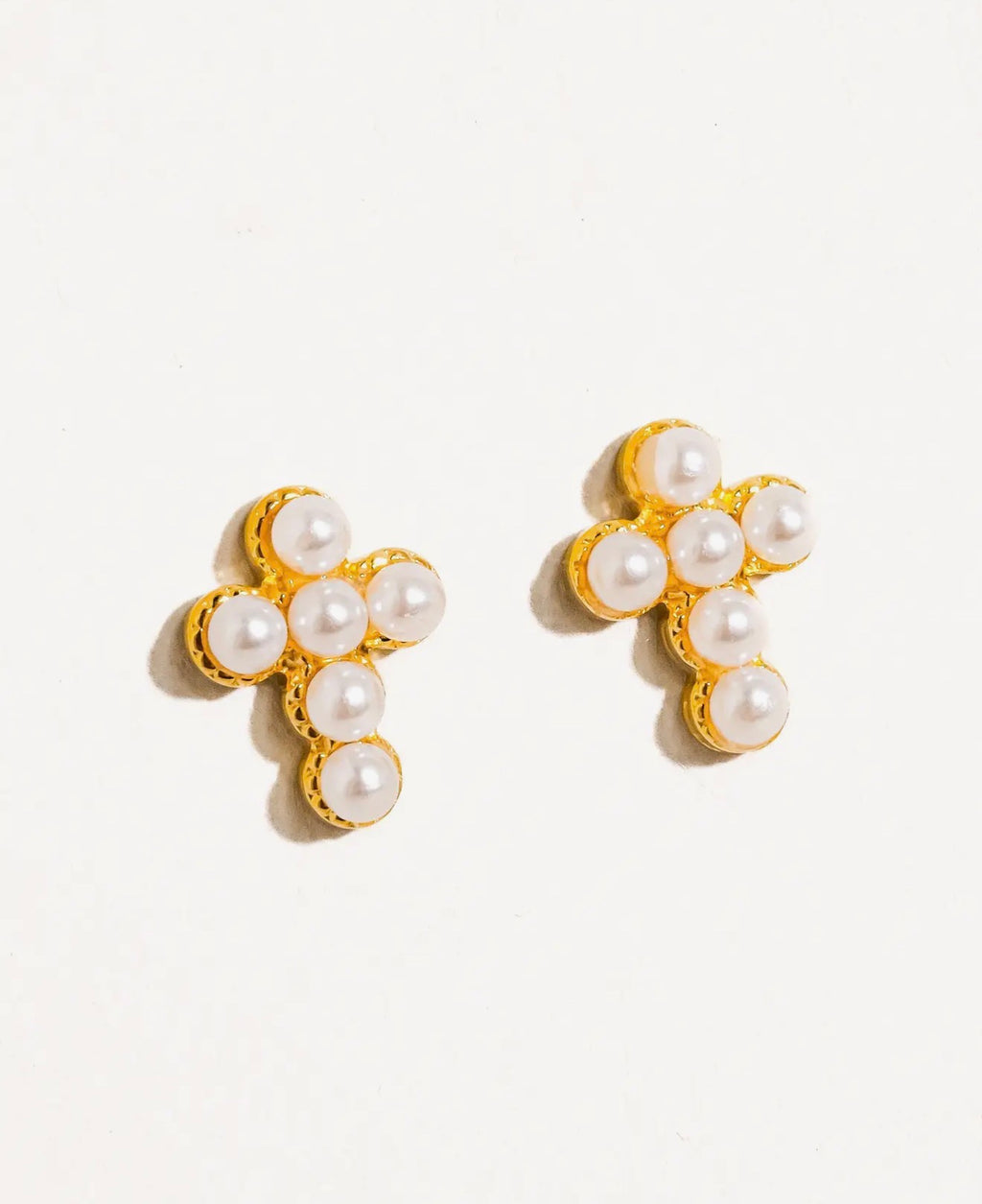 Heavenly Pearl Cross Studs