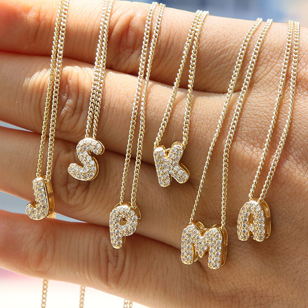 Custom bubble letter necklace