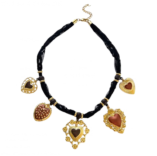 Necklace with heart-shaped charms on a white background